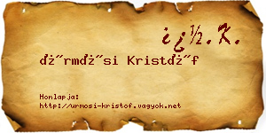Ürmösi Kristóf névjegykártya